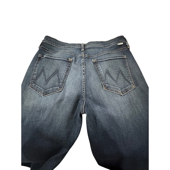 MOTHER  The Rambler Zip High-Rise Straight-Leg Ankle Jeans Frayed Hem Dark 31 - Picture 5 of 9